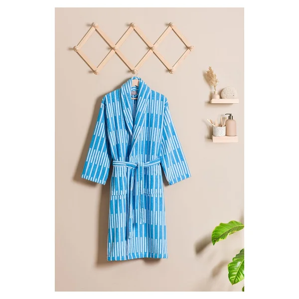 Soley Piano %100 Pamuk Jakarlı Unisex Bornoz - 3xl - Yeşil - Görsel 7