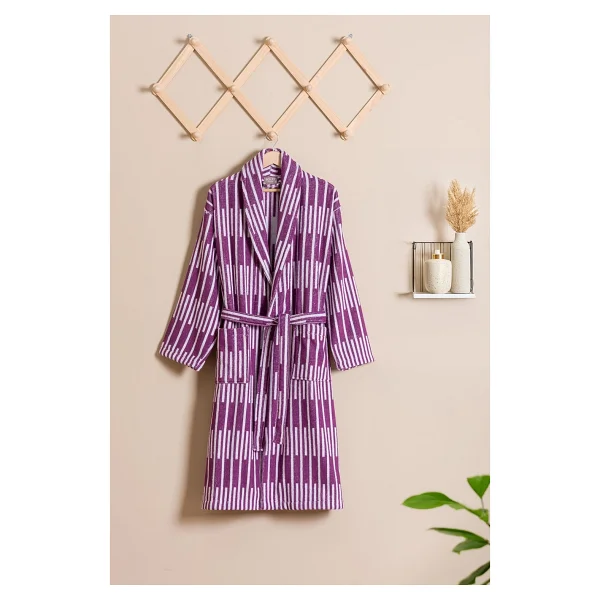 Soley Piano %100 Pamuk Jakarlı Unisex Bornoz - 3xl - Yeşil - Görsel 6