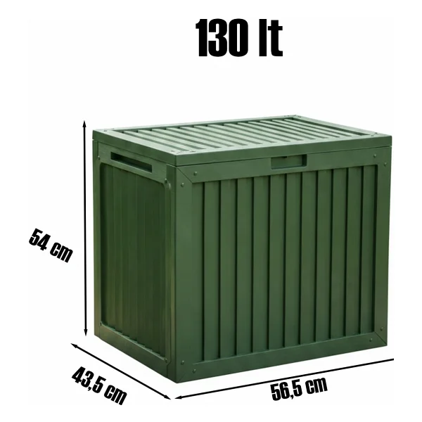 Porsima 161001-005 130lt Kilitli Organizer Kapaklı Bahçe Balkon Kiler Sandığı Çok Amaçlı Depolama Sandığı Yeşil - Görsel 6