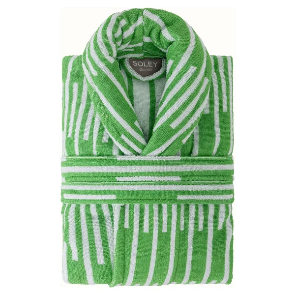 Soley Piano %100 Pamuk Jakarlı Unisex Bornoz - 3xl - Yeşil - Görsel 5