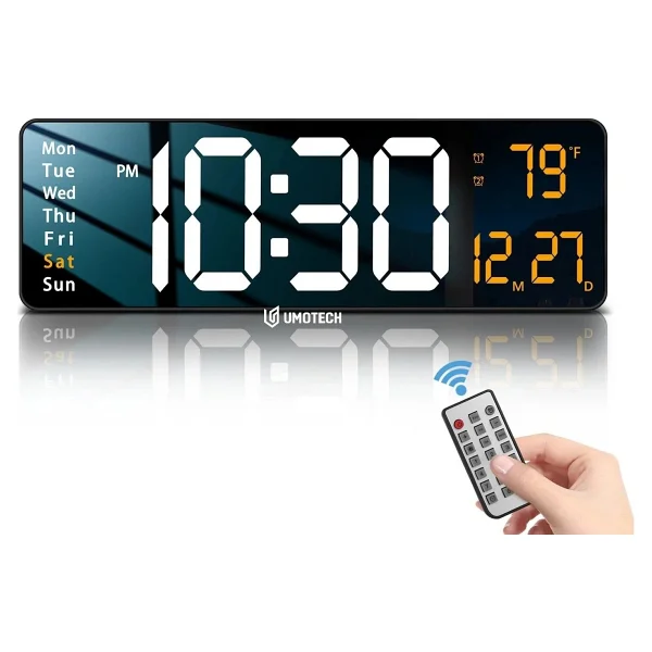 Umotech Büyük Ekran 16" LED Duvar Saati Dijital Saat Alarm Ev-Ofis Kullanım - Görsel 8