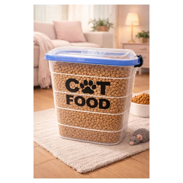 Deembro 2 Li Set 15 Kg Kedi Maması Saklama Kabı Ve 35 Lt Kedi Kumu Saklama Kutusu Vakumlu Hava Almayan Seri - Görsel 4