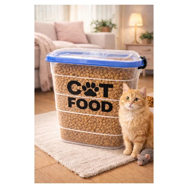 Deembro 2 Li Set 15 Kg Kedi Maması Saklama Kabı Ve 35 Lt Kedi Kumu Saklama Kutusu Vakumlu Hava Almayan Seri - Görsel 5