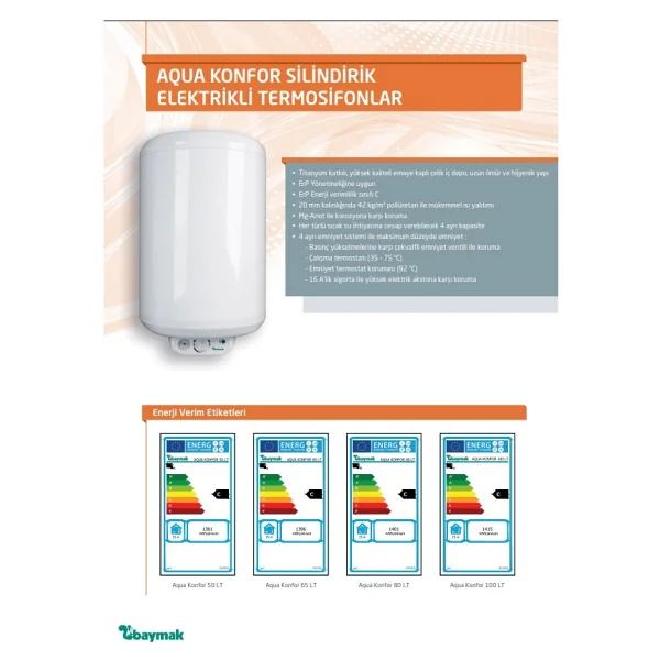Baymak Aqua Konfor Mtk 80 2000 W 80 Lt Termosifon - Görsel 3