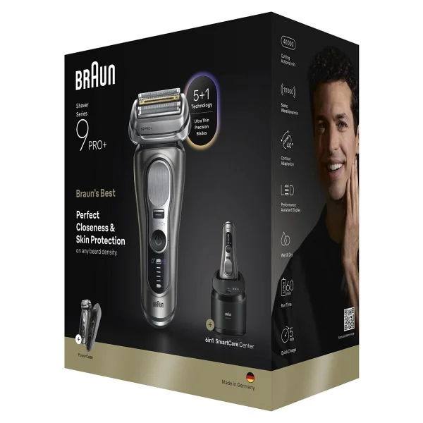 Braun Profesyonel Sakal Kesimi Için Geliştirilmiş Altın Titanyum Kaplamalı Folyo Başlıklı Su Geçirmez Islak Kuru Kullanıma Uygun 3 Parça Premium Tıraş Makinesi Series 9 Pro+ - Gümüş - Görsel 9