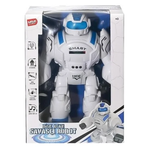 Birlik Oyuncak Uzaktan Kumandalı Disk Atabilen Robot 3+ Yaş İçin Eğlenceli Özellikler 1/20 Ölçek - Mavi - Görsel 4