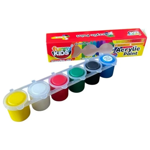 Funny Kids Akrilik Boya 6 Renk x 25 ml Sağlığa Zararsız Özellikte Canlı Renkler - Görsel 5