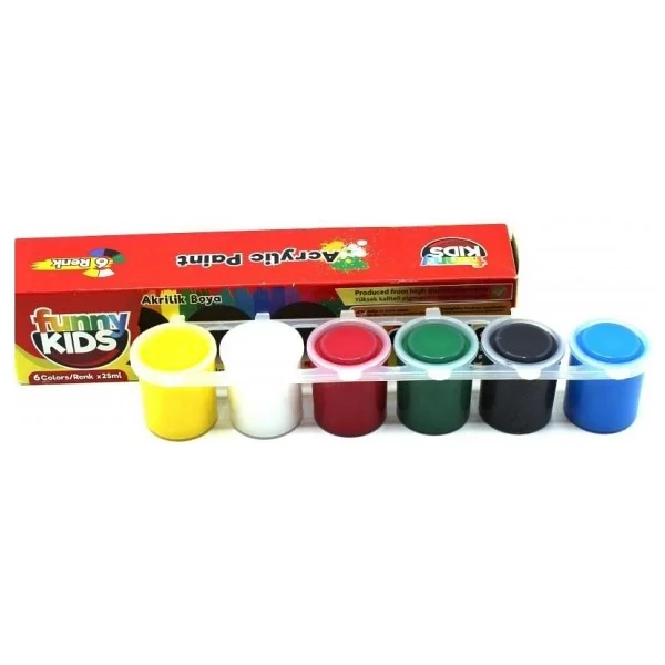 Funny Kids Akrilik Boya 6 Renk x 25 ml Sağlığa Zararsız Özellikte Canlı Renkler - Görsel 6