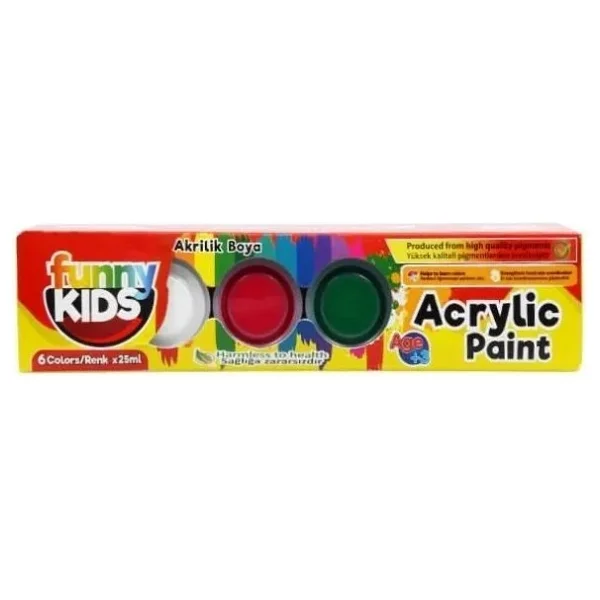 Funny Kids Akrilik Boya 6 Renk x 25 ml Sağlığa Zararsız Özellikte Canlı Renkler - Görsel 8