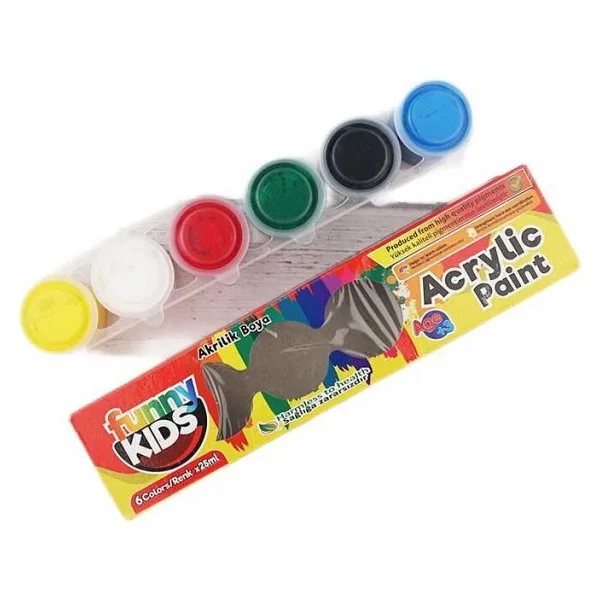 Funny Kids Akrilik Boya 6 Renk x 25 ml Sağlığa Zararsız Özellikte Canlı Renkler - Görsel 9