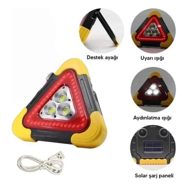 Epilons Işıklı Üçgen Reflektör LED Projektör Acil Durum Feneri Flaşör 500 Lümen - Görsel 7