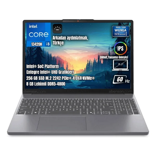 Lenovo Ideapad Slim 3 15ırh10 83k100q0tr İ5-13420h 8 GB 256 GB SSD UHD Graphics 15.3" Wuxga Notebook - Görsel 8