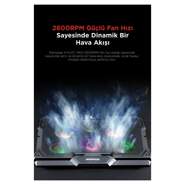 Rampage Ad-Rc10 X-Gust 6 Fanlı Laptop Soğutucu - Görsel 3