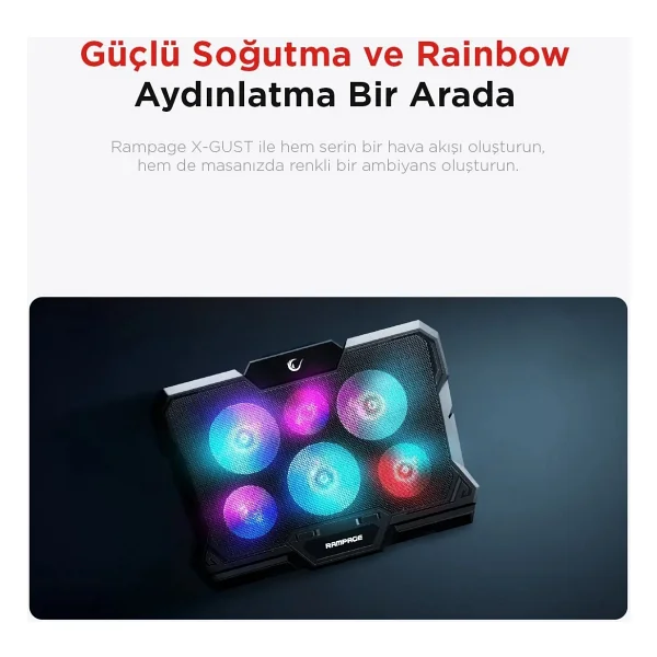 Rampage Ad-Rc10 X-Gust 6 Fanlı Laptop Soğutucu - Görsel 5