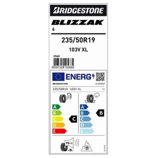Bridgestone Blizzak 6 235/50 R19 103v XL Kış Lastiği - 2026 - Görsel 2