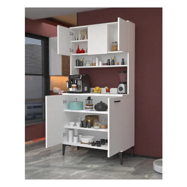 Moonlife Glass 5 Kapaklı Çok Amaçlı Üst Raflı Dolap - 00 Beyaz - Görsel 3