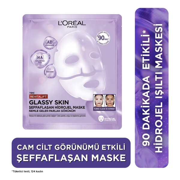 L 'oreal Paris Revitalift Glassy Skin Cam Cilt Görünümü Etkili Şeffaflaşan Işıltı & Nem Veren Hidrojel Yüz Maskesi - Görsel 10