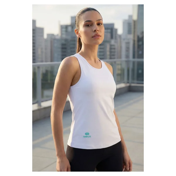 Tommy Lıfe Mercan Standart Fit Çapraz Sırt Detaylı Kadın Spor Atlet - 97296 - Görsel 6