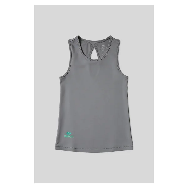 Tommy Lıfe Koyu Gri Standart Fit Çapraz Sırt Detaylı Kadın Spor Atlet - 97296 - XL - Görsel 2