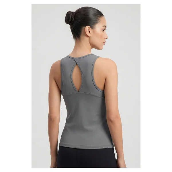 Tommy Lıfe Koyu Gri Standart Fit Çapraz Sırt Detaylı Kadın Spor Atlet - 97296 - XL - Görsel 5