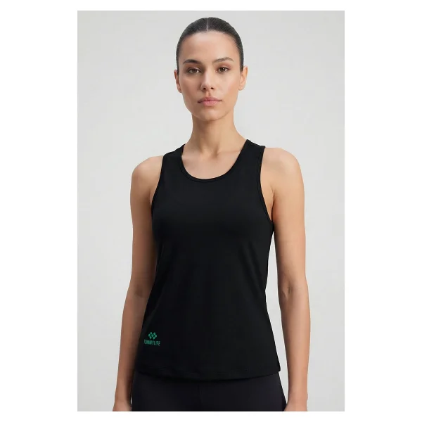 Tommy Lıfe Siyah Standart Fit Çapraz Sırt Detaylı Kadın Spor Atlet - 97296 - XL - Görsel 3