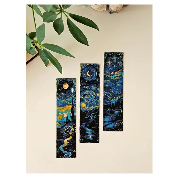 Anka Atolye Yıldızlı Gece 3'lü Kitap Ayracı Seti - Sanat Temalı Ayraç Set - Vincent Van Gogh - Modern Sanat - Görsel 3