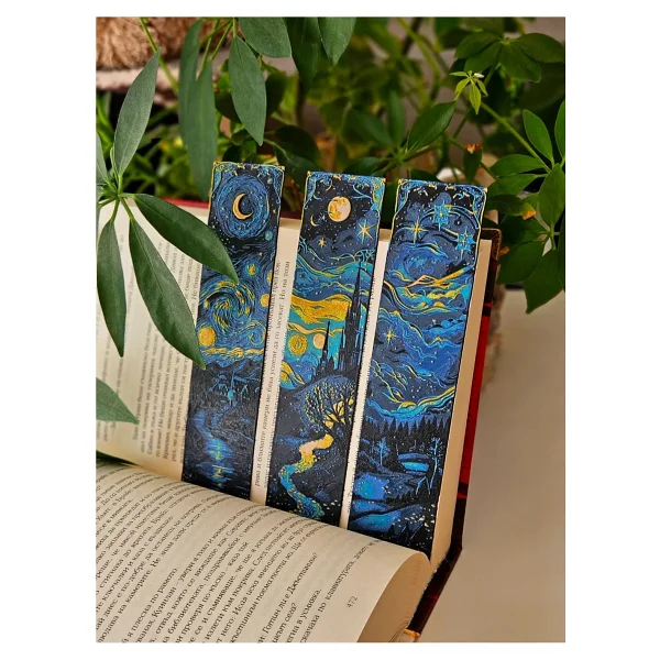 Anka Atolye Yıldızlı Gece 3'lü Kitap Ayracı Seti - Sanat Temalı Ayraç Set - Vincent Van Gogh - Modern Sanat - Görsel 4