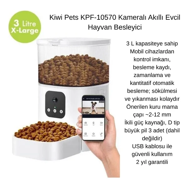 Kiwi Pets Kpf-10570 3 Lt Kameralı Akıllı Mama Kabı - Görsel 5