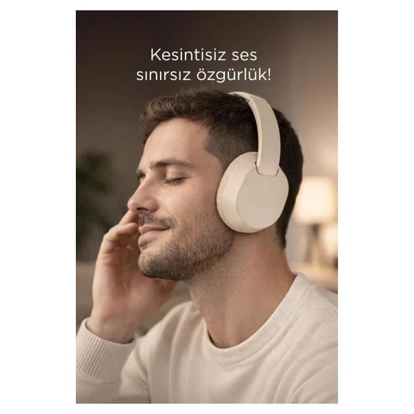 Torima HD50 Bej Kulak Üstü Bluetooth Kulaklık - Görsel 4