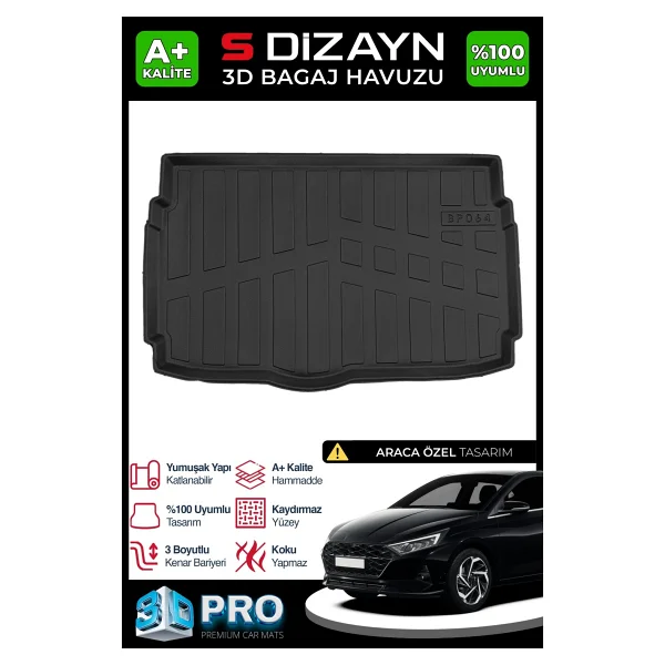 S Dizayn S-Dizayn Hyundai İ20 3d Pro Bagaj Havuzu 2020 Üzeri A+ Kalite - Görsel 9