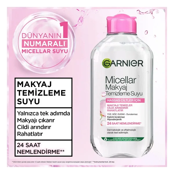 Garnier Micellar Hassas Ciltler Kusursuz 200 Ml Makyaj Temizleme Suyu - Görsel 2