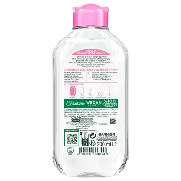 Garnier Micellar Hassas Ciltler Kusursuz 200 Ml Makyaj Temizleme Suyu - Görsel 9