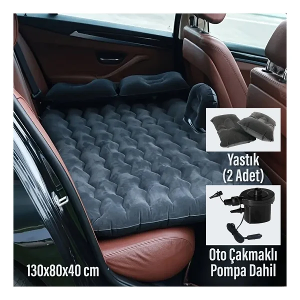 Trend Maison Black Island Araç Içi Şişme Yatak Araba Arka Koltuk Yatağı Siyah 130x80 Cm + Pompa - Görsel 6