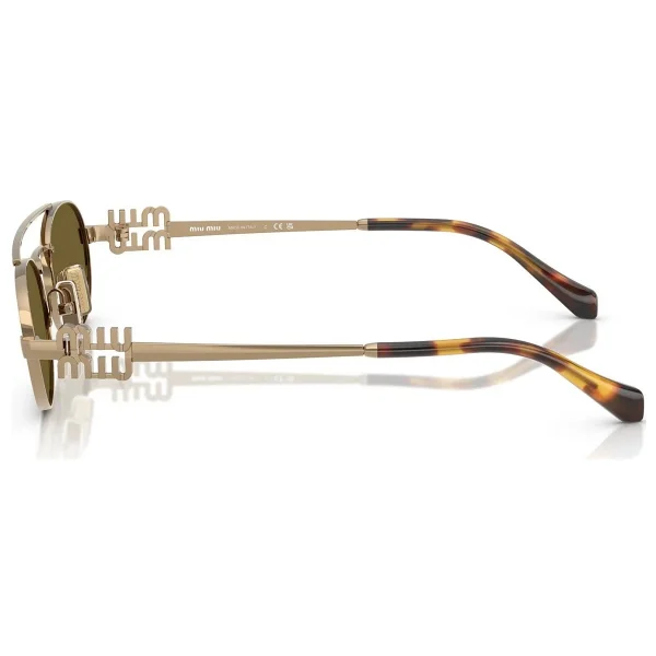 Miu Miu Logo 54zs 7oe09z Brass Gold-Dark Brown Kadın Güneş Gözlüğü - Görsel 6