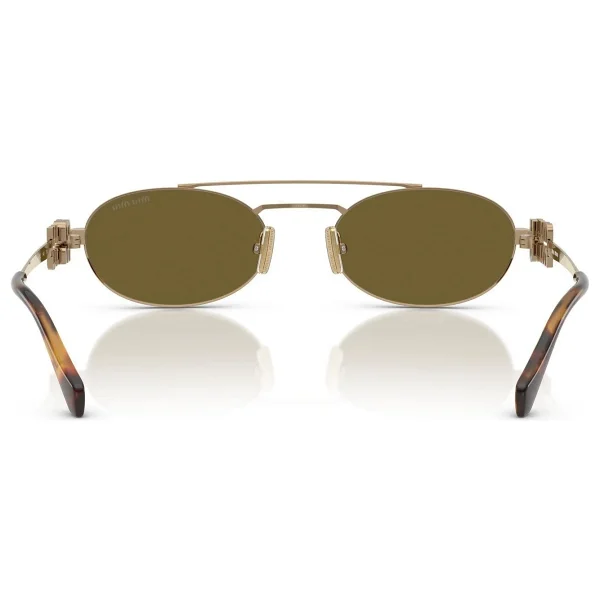 Miu Miu Logo 54zs 7oe09z Brass Gold-Dark Brown Kadın Güneş Gözlüğü - Görsel 7