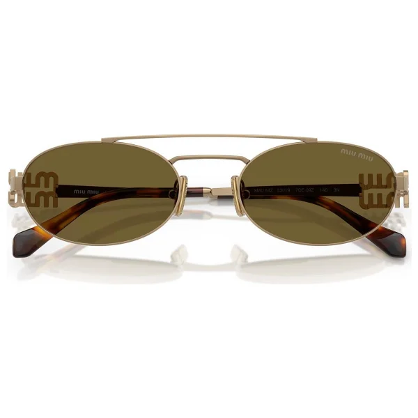 Miu Miu Logo 54zs 7oe09z Brass Gold-Dark Brown Kadın Güneş Gözlüğü - Görsel 8