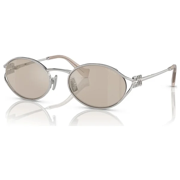 Miu Miu Logo 52ys 1bc10f Silver-Gold Kadın Güneş Gözlüğü - Görsel 6