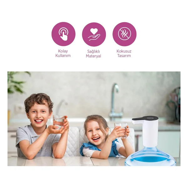 House Pratik Hp97 Şarjlı Damacana Su Pompası Beyaz - Görsel 3