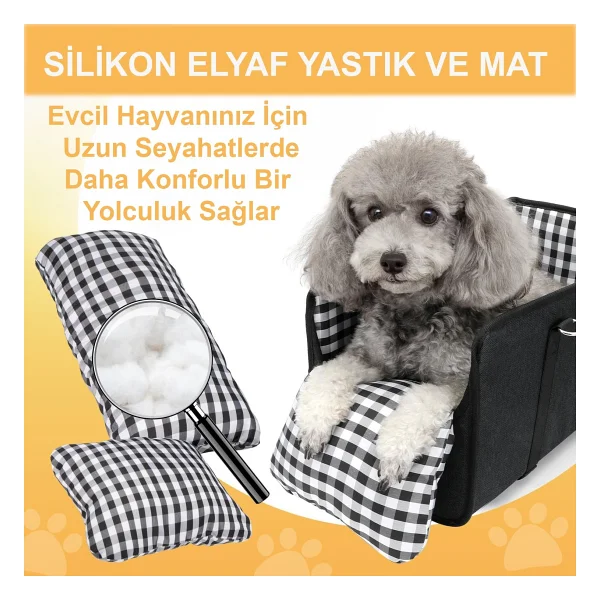 Haegs Araç Konsol Üstü Köpek Koltuğu - Köpek Taşıma Çantası, Küçük Köpek Yatağı Gri - Kırmızı - Siyah - Kırmızı - 42 X 22 X 22 Cm - Görsel 4