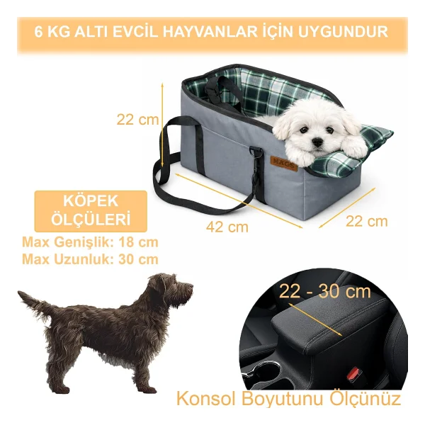 Haegs Araç Konsol Üstü Köpek Koltuğu - Köpek Taşıma Çantası, Küçük Köpek Yatağı Gri - Kırmızı - Siyah - Kırmızı - 42 X 22 X 22 Cm - Görsel 5