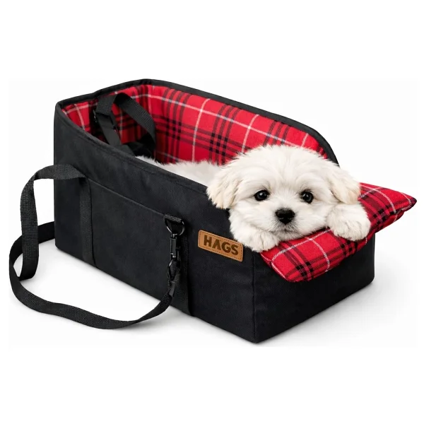 Haegs Araç Konsol Üstü Köpek Koltuğu - Köpek Taşıma Çantası, Küçük Köpek Yatağı Gri - Kırmızı - Siyah - Kırmızı - 42 X 22 X 22 Cm - Görsel 9