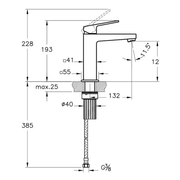 Artema Minimax Square A4372236 Mat Siyah Yüksek Lavabo Bataryası - Görsel 2