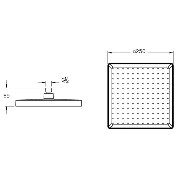 Artema Core Square Duş Başlığı 1f 250mm Krom A45913 - Görsel 2