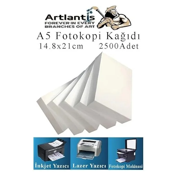 Fotokopi Kağıdı A5 80 Gr 500 Lü 5 Paket Fotokopi Kağıdı Lazer İnkjet Ve Fotokopi Makineleri İçin Uyumlu - Görsel 2