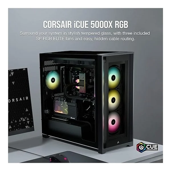 Corsair İcue 5000x RGB Cc-9011212-Ww Fanlı Siyah E-Atx Oyuncu Kasası - Görsel 3