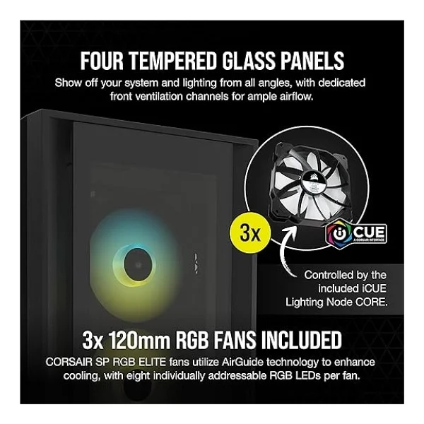 Corsair İcue 5000x RGB Cc-9011212-Ww Fanlı Siyah E-Atx Oyuncu Kasası - Görsel 5