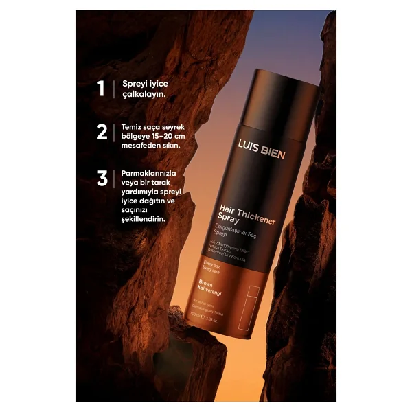 Luis Bien Hair Fiber Dolgunlaştırıcı Kahverengi Saç Spreyi 100 Ml - Görsel 7