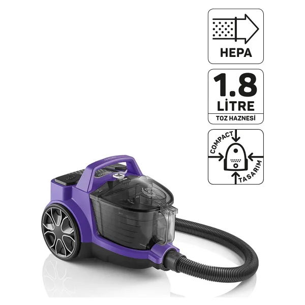 Arzum AR4070 Cleancompact Cyclone 890 Watt HEPA Filtreli-1,8 litre Toz Torbasız Elektrikli Süpürge - Görsel 8
