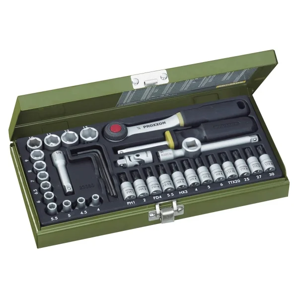 Proxxon 23080 1/4'' 36 Parçalı Cırcır Kollu Lokma Bits Takımı - Görsel 2