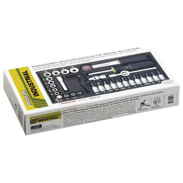 Proxxon 23080 1/4'' 36 Parçalı Cırcır Kollu Lokma Bits Takımı - Görsel 6